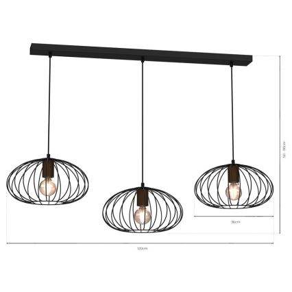 Lámpara colgante MERIDIANO 3xE27/60W/230V