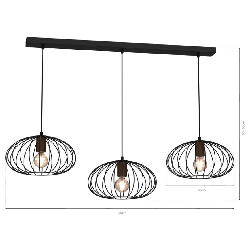 Lámpara colgante MERIDIANO 3xE27/60W/230V