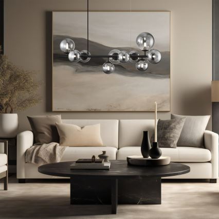 Lámpara colgante MILA 10xG9/9W/230V negro/gris