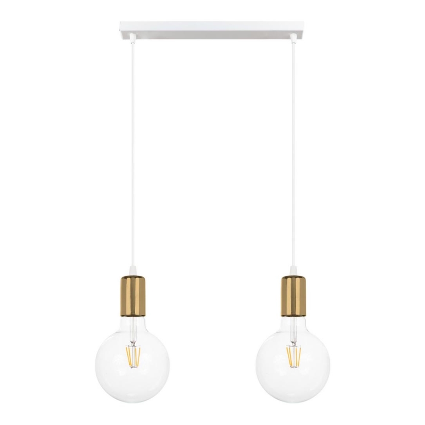 Lámpara colgante MIROS 2xE27/60W/230V blanco/dorado