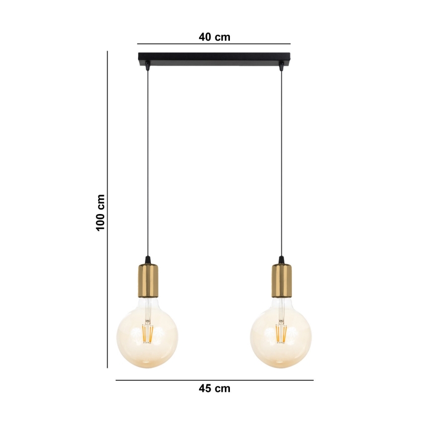 Lámpara colgante MIROS 2xE27/60W/230V negro/dorado