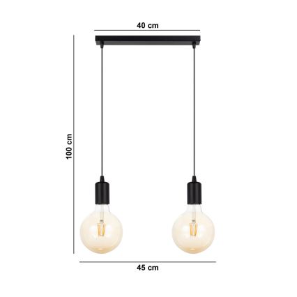 Lámpara colgante MIROS 2xE27/60W/230V negro