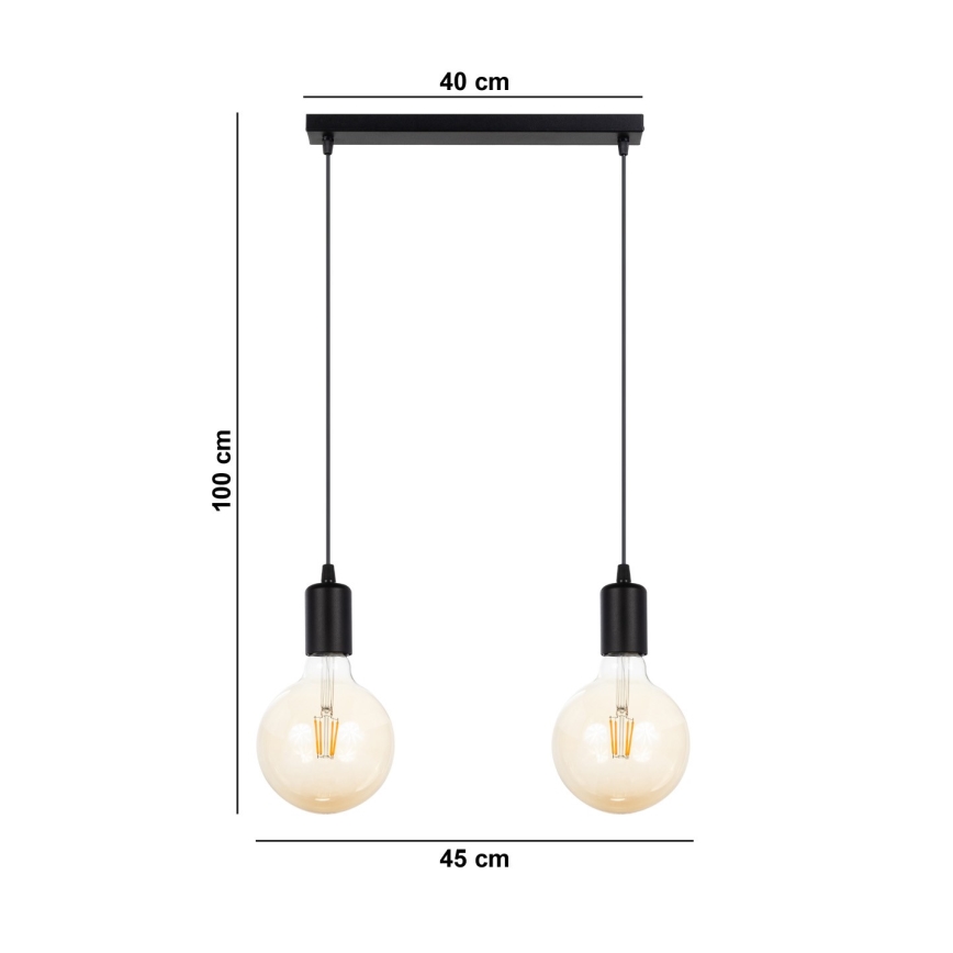 Lámpara colgante MIROS 2xE27/60W/230V negro