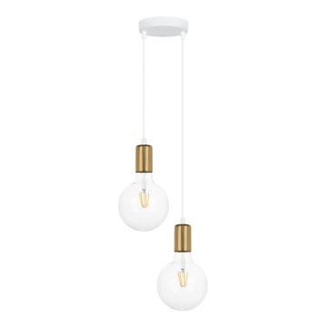 Lámpara colgante MIROS 2xE27/60W/230V redondo blanco/dorado