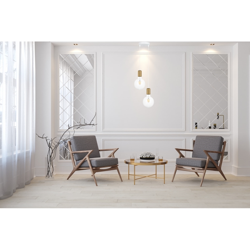 Lámpara colgante MIROS 2xE27/60W/230V redondo blanco/dorado