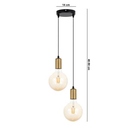 Lámpara colgante MIROS 2xE27/60W/230V redondo negro/dorado