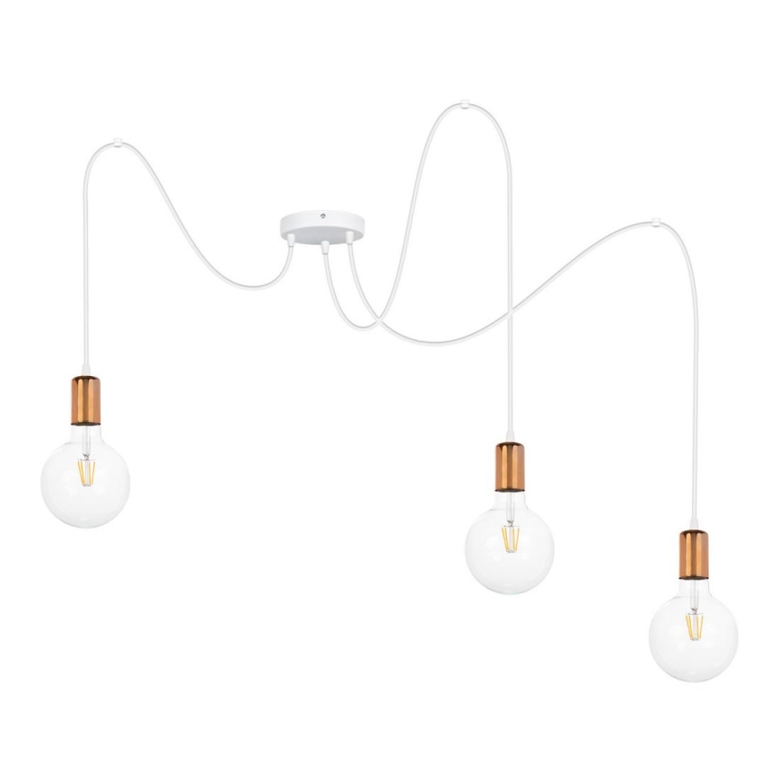 Lámpara colgante MIROS 3xE27/60W/230V araña blanco/cobre