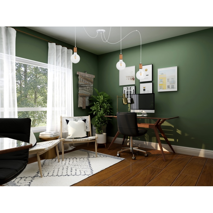 Lámpara colgante MIROS 3xE27/60W/230V araña blanco/cobre