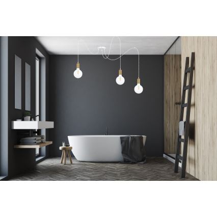 Lámpara colgante MIROS 3xE27/60W/230V araña blanco/dorado