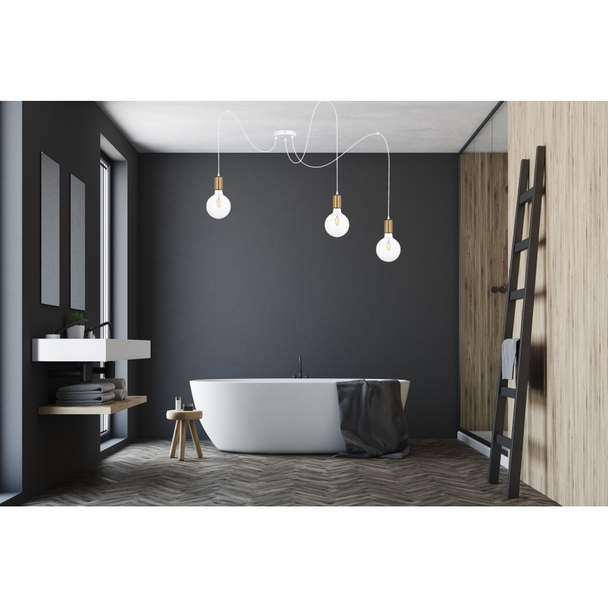 Lámpara colgante MIROS 3xE27/60W/230V araña blanco/dorado