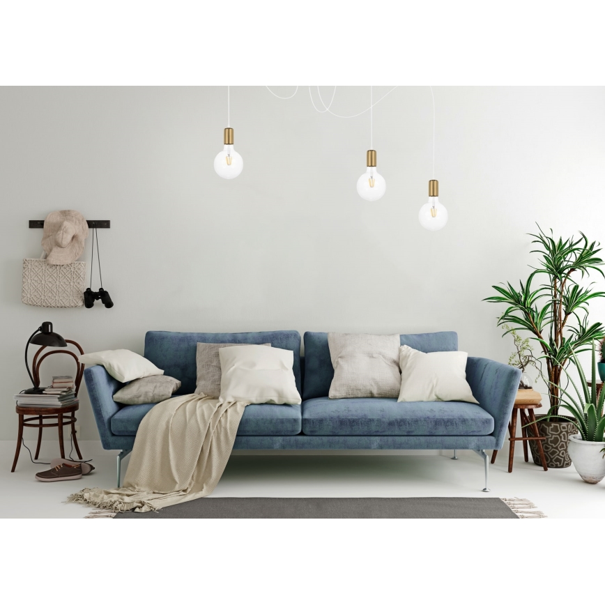Lámpara colgante MIROS 3xE27/60W/230V araña blanco/dorado