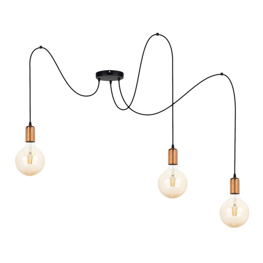 Lámpara colgante MIROS 3xE27/60W/230V araña negro/cobre