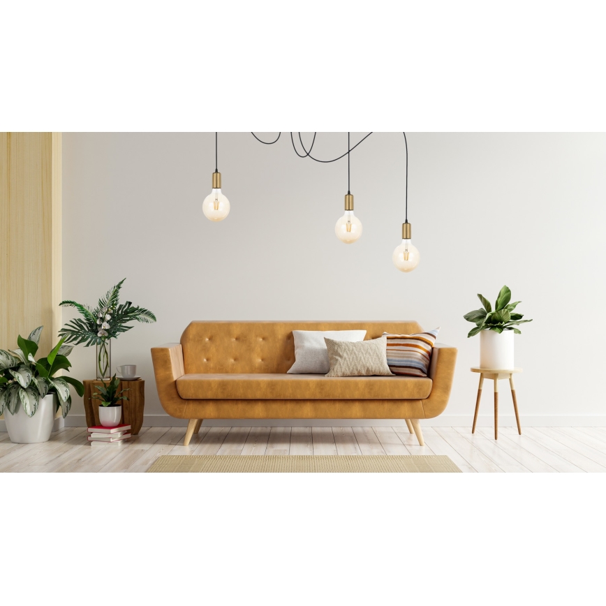 Lámpara colgante MIROS 3xE27/60W/230V araña negro/dorado