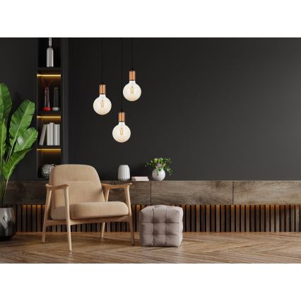 Lámpara colgante MIROS 3xE27/60W/230V redondo negro/cobre