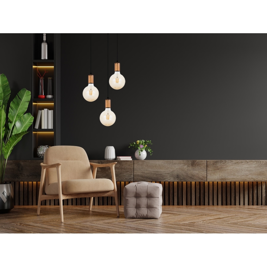 Lámpara colgante MIROS 3xE27/60W/230V redondo negro/cobre