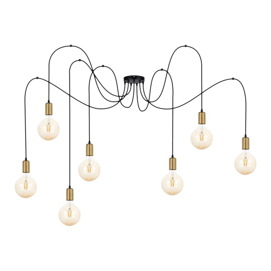 Lámpara colgante MIROS 7xE27/60W/230V araña negro/dorado