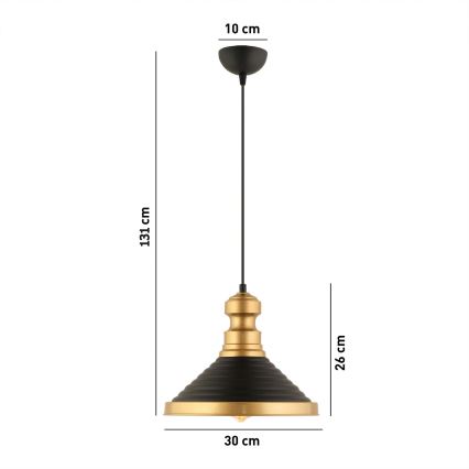 Lámpara colgante MONZA 1xE27/40W/230V, 30 cm negra/dorada