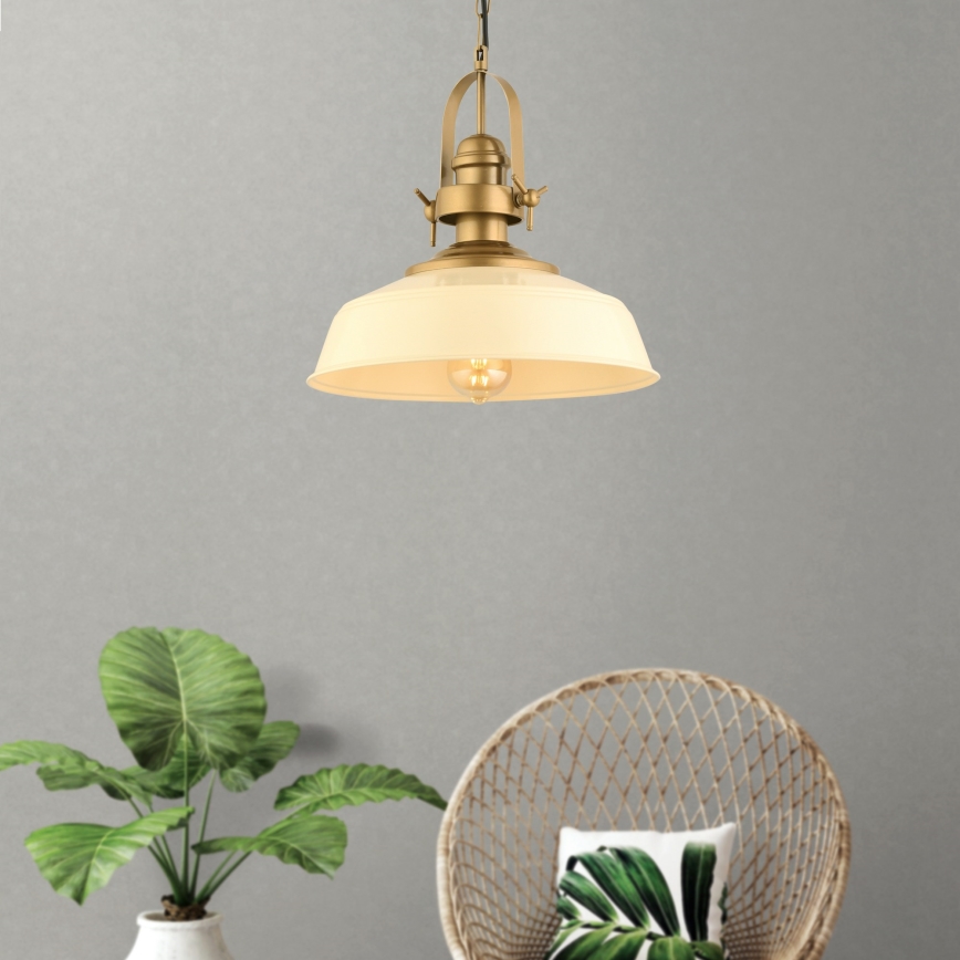 Lámpara colgante MONZA 1xE27/40W/230V de 35 cm en color crema/bronce