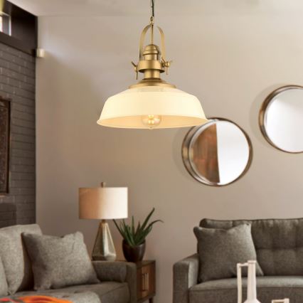 Lámpara colgante MONZA 1xE27/40W/230V de 35 cm en color crema/bronce