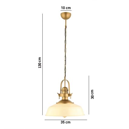 Lámpara colgante MONZA 1xE27/40W/230V de 35 cm en color crema/bronce