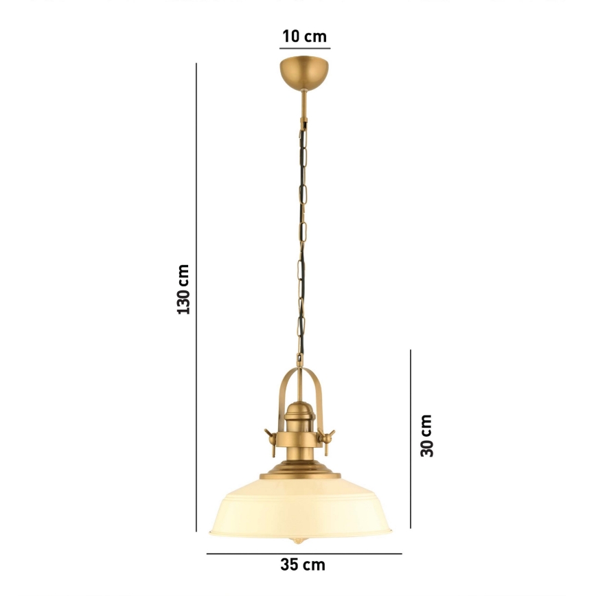 Lámpara colgante MONZA 1xE27/40W/230V de 35 cm en color crema/bronce