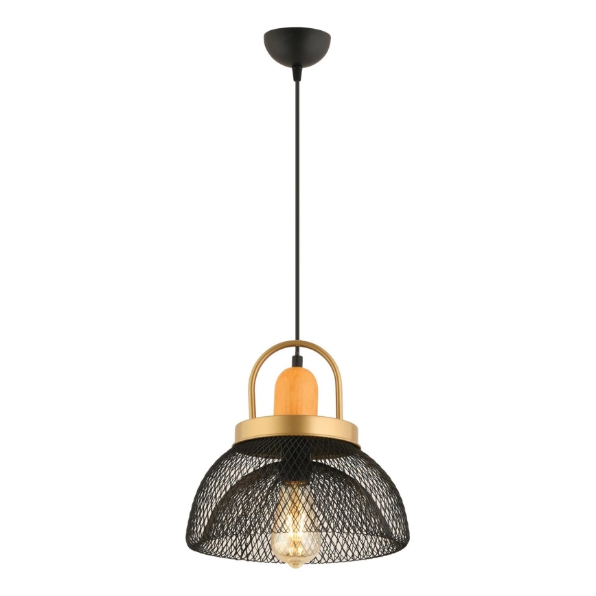 Lámpara colgante MONZA 1xE27/40W/230V, diámetro 29 cm, negro/oro