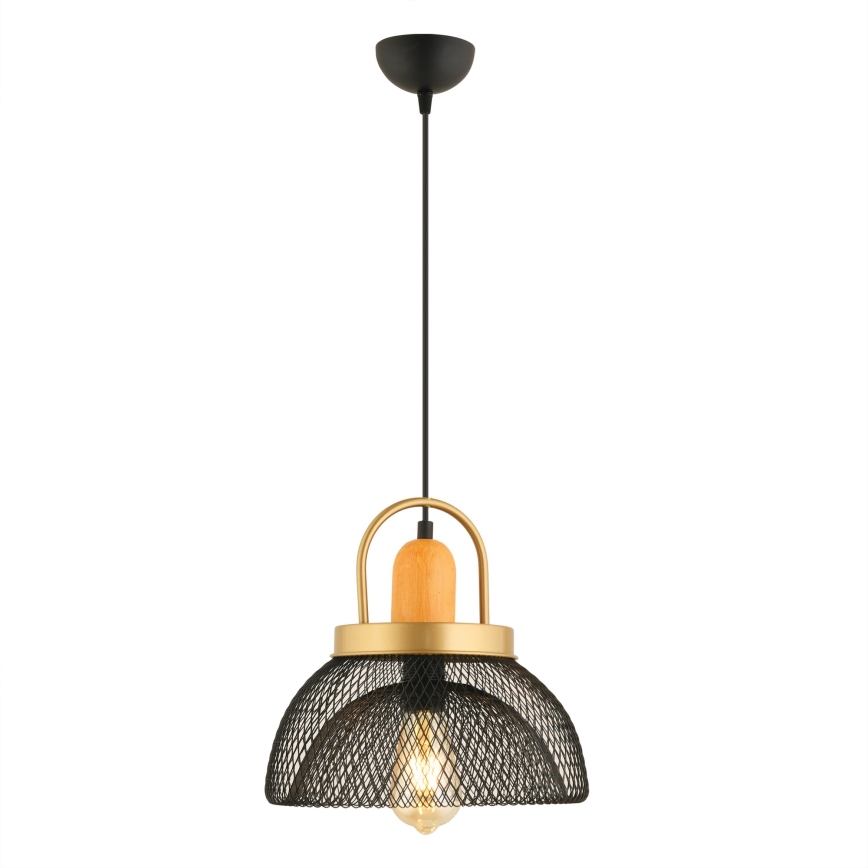 Lámpara colgante MONZA 1xE27/40W/230V, diámetro 29 cm, negro/oro
