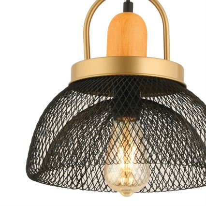 Lámpara colgante MONZA 1xE27/40W/230V, diámetro 29 cm, negro/oro
