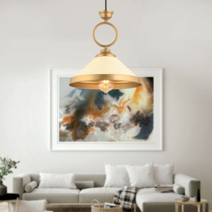 Lámpara colgante MONZA 1xE27/40W/230V diámetro 30 cm crema/bronce