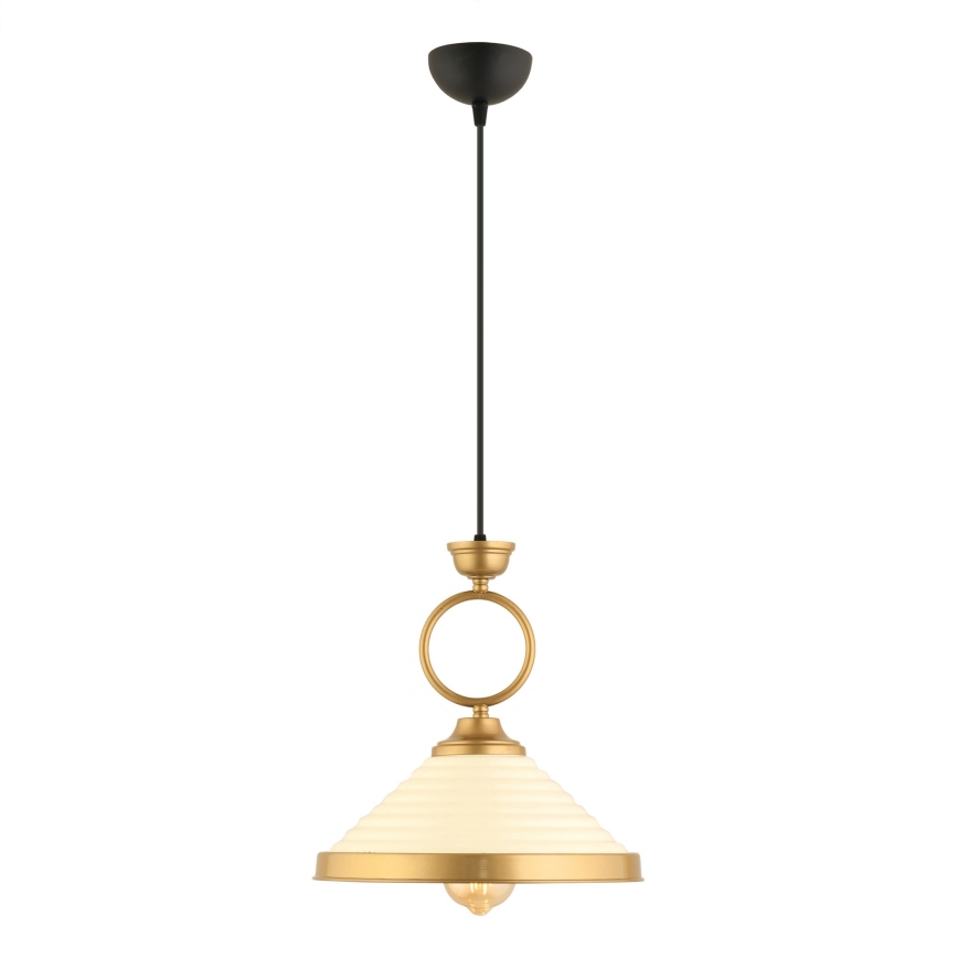 Lámpara colgante MONZA 1xE27/40W/230V diámetro 30 cm crema/bronce