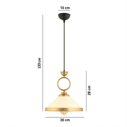 Lámpara colgante MONZA 1xE27/40W/230V diámetro 30 cm crema/bronce