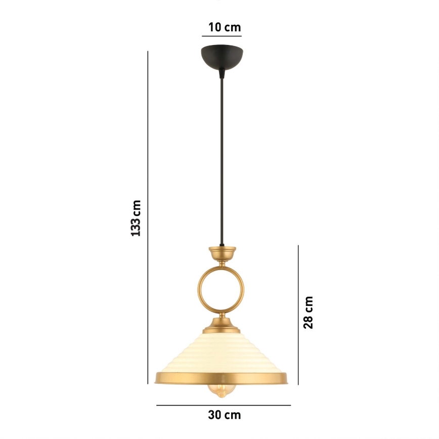 Lámpara colgante MONZA 1xE27/40W/230V diámetro 30 cm crema/bronce