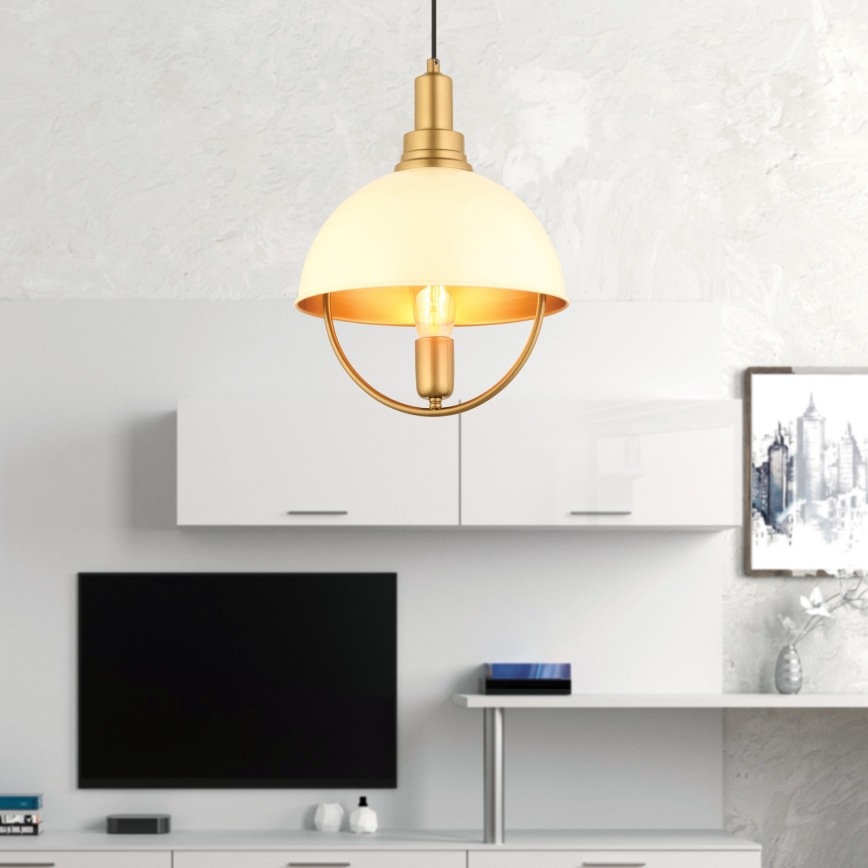 Lámpara colgante MONZA 1xE27/40W/230V diámetro 30 cm crema/oro