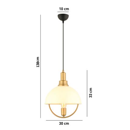Lámpara colgante MONZA 1xE27/40W/230V diámetro 30 cm crema/oro