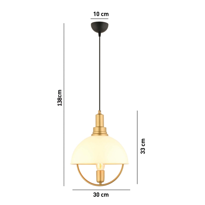 Lámpara colgante MONZA 1xE27/40W/230V diámetro 30 cm crema/oro