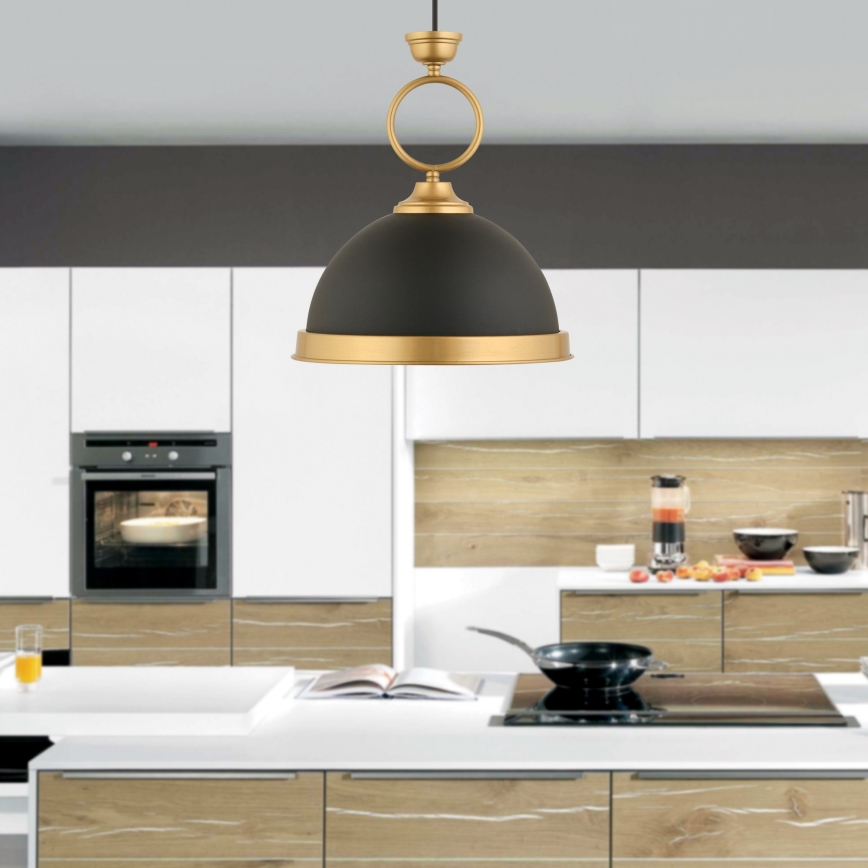 Lámpara colgante MONZA 1xE27/40W/230V diámetro 30 cm negra/bronce