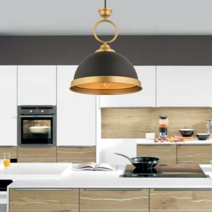 Lámpara colgante MONZA 1xE27/40W/230V diámetro 30 cm negra/bronce