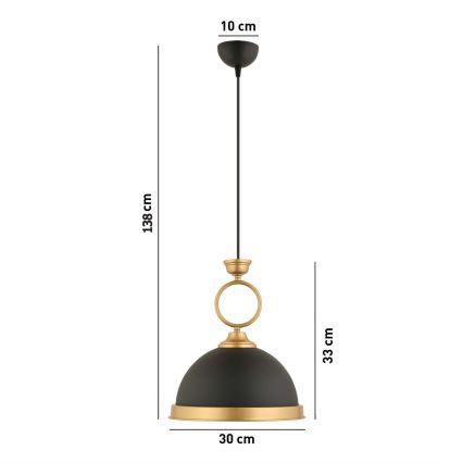 Lámpara colgante MONZA 1xE27/40W/230V diámetro 30 cm negra/bronce