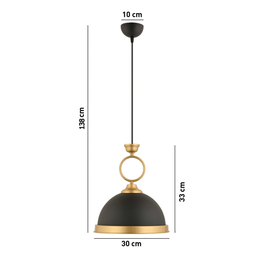 Lámpara colgante MONZA 1xE27/40W/230V diámetro 30 cm negra/bronce