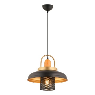 Lámpara colgante MONZA 1xE27/40W/230V diámetro 32 cm negro/dorado