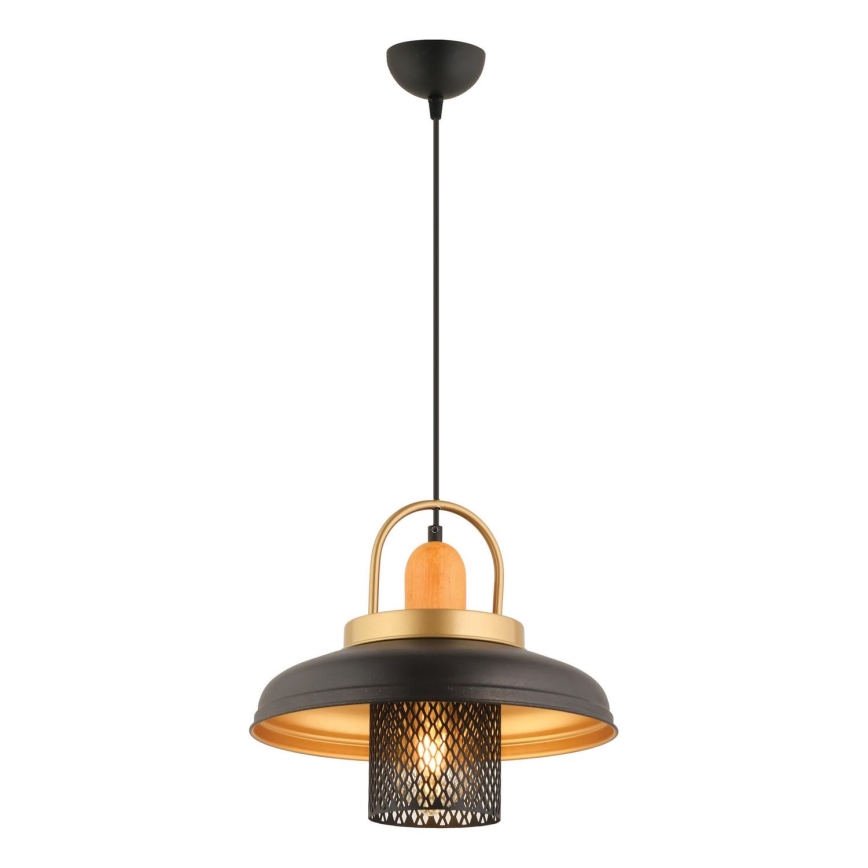 Lámpara colgante MONZA 1xE27/40W/230V diámetro 32 cm negro/dorado