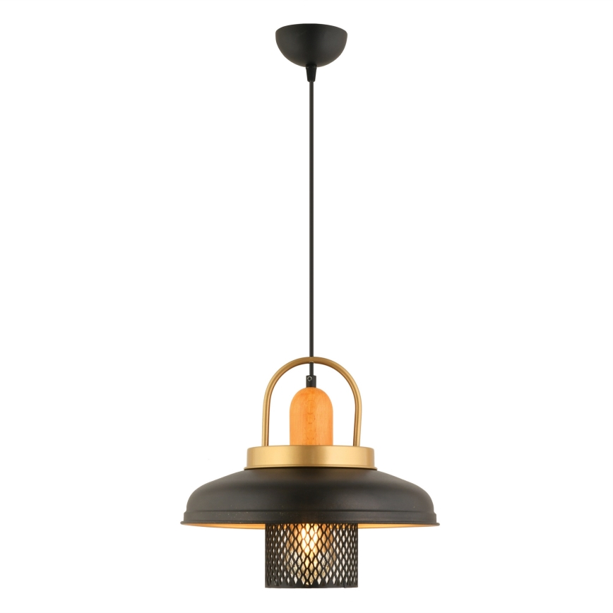 Lámpara colgante MONZA 1xE27/40W/230V diámetro 32 cm negro/dorado