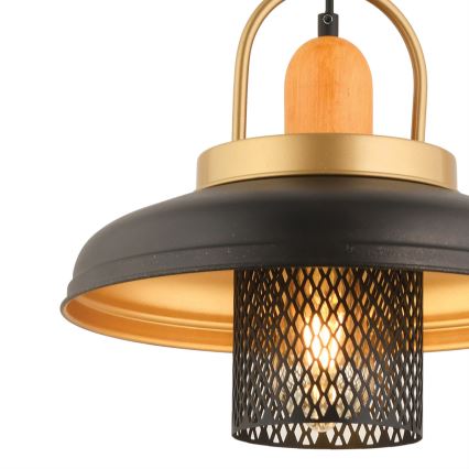 Lámpara colgante MONZA 1xE27/40W/230V diámetro 32 cm negro/dorado