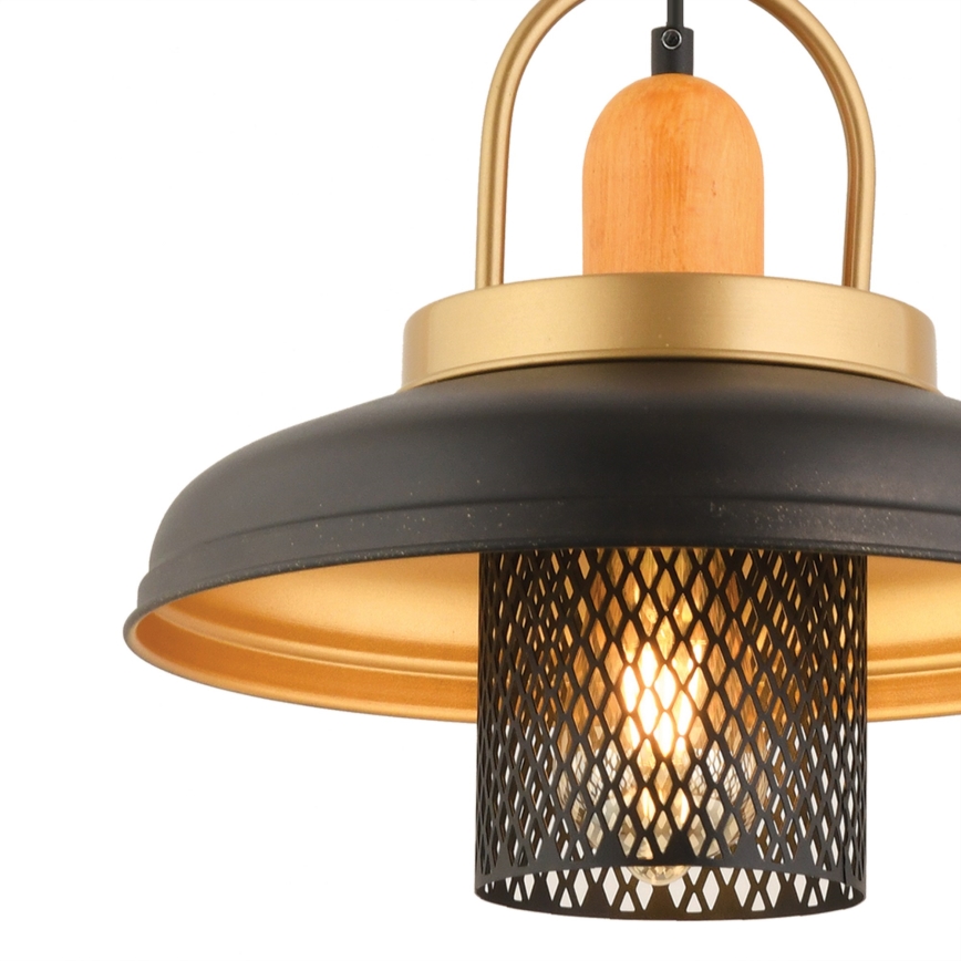 Lámpara colgante MONZA 1xE27/40W/230V diámetro 32 cm negro/dorado