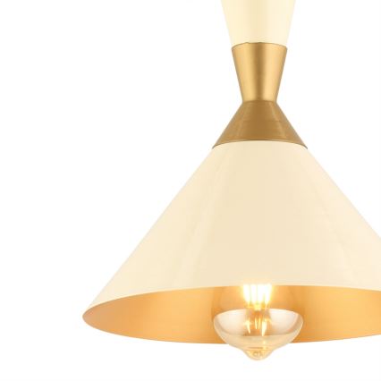 Lámpara colgante MONZA 1xE27/40W/230V Ø 25 cm crema/dorada