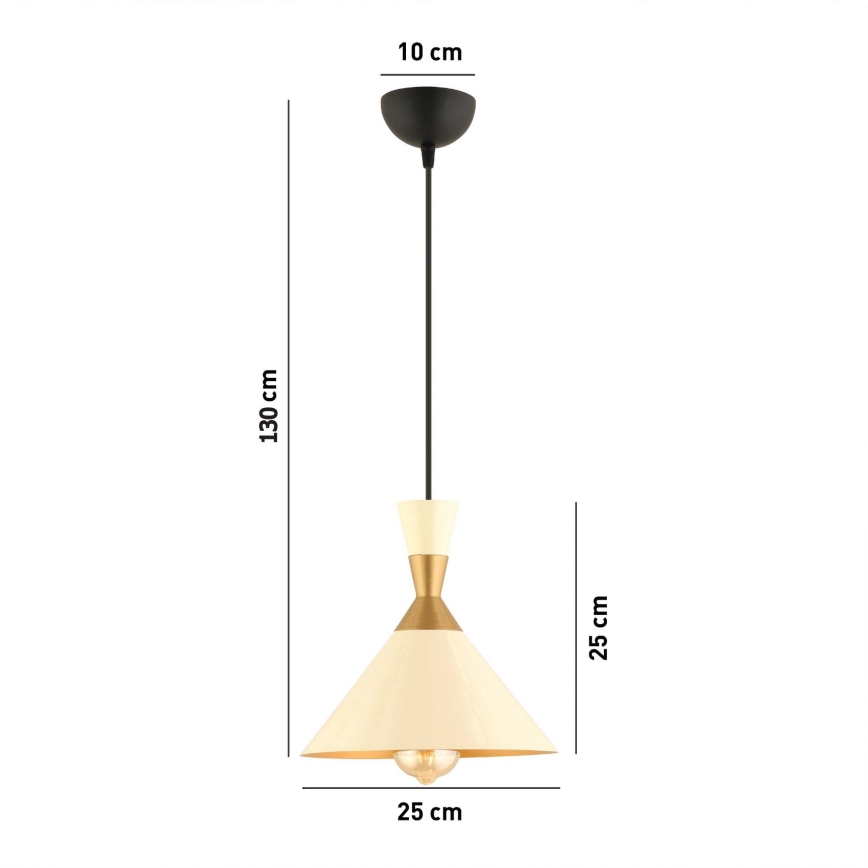 Lámpara colgante MONZA 1xE27/40W/230V Ø 25 cm crema/dorada