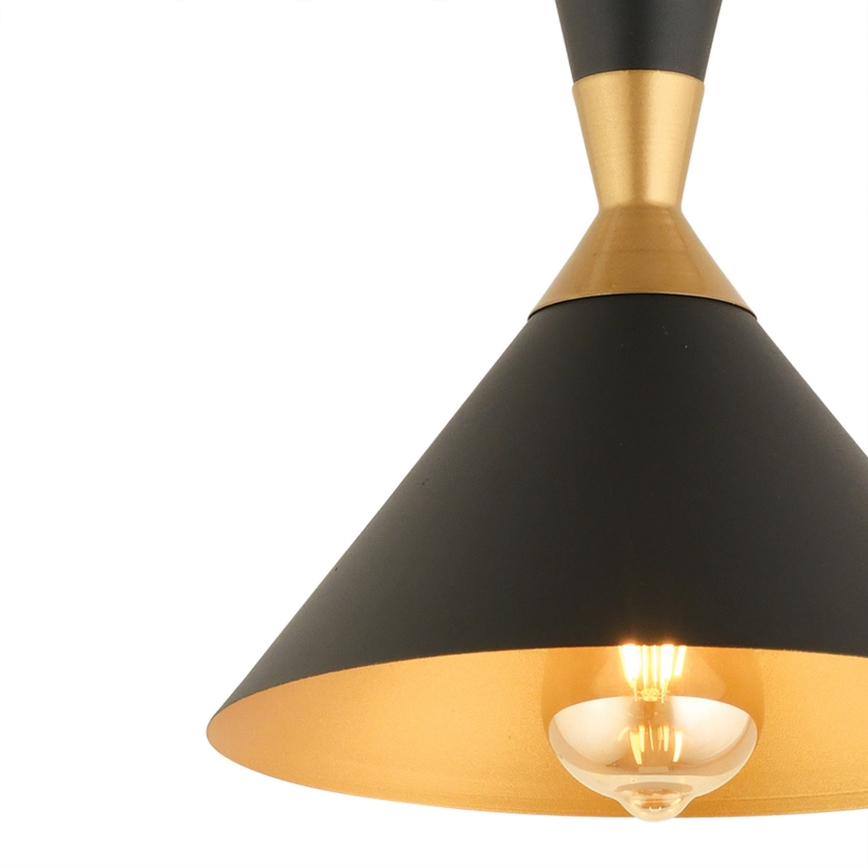 Lámpara colgante MONZA 1xE27/40W/230V Ø 25 cm negro/dorado