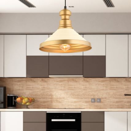 Lámpara colgante MONZA 1xE27/40W/230V Ø 30 cm crema/oro