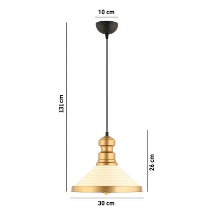 Lámpara colgante MONZA 1xE27/40W/230V Ø 30 cm crema/oro