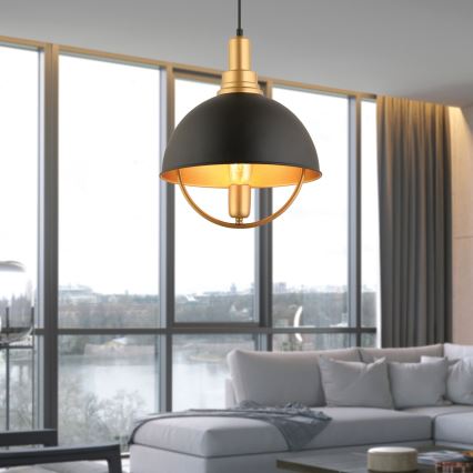 Lámpara colgante MONZA 1xE27/40W/230V Ø 30 cm negro/dorado